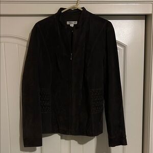 Coldwater Creek Dark Brown Suede Leather Jacket